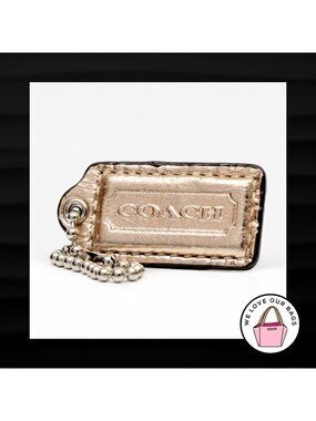 2" COACH GOLD METALLIC LEATHER KEY FOB HANGTAG
